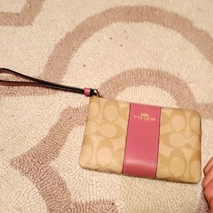 COACH pink wallet with strap